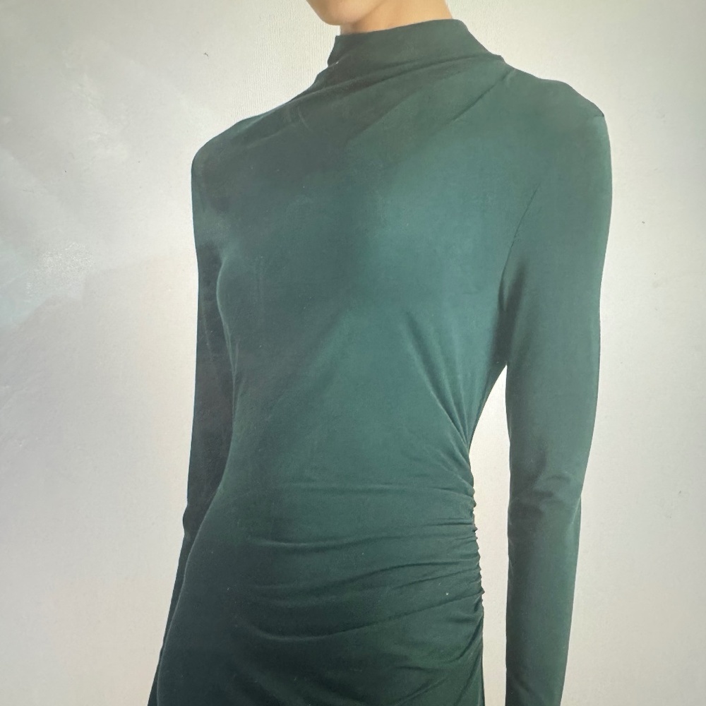 VINCE Runched Long Sleeve Turtleneck Dress